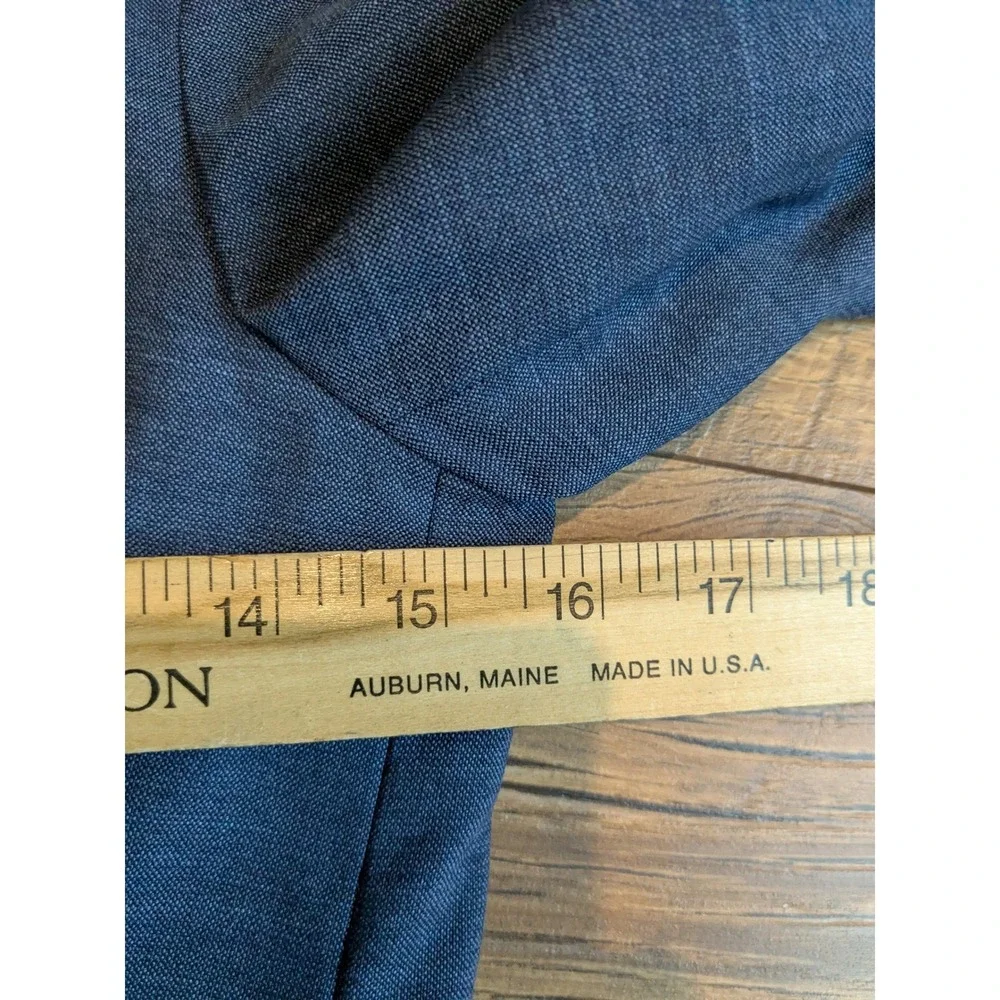 NWOT SUISTUDIO Women's Blue Wool Suit Set Blazer‎ 32R Pants 24x29 READ